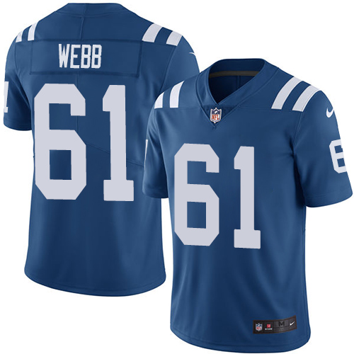 Indianapolis Colts 61 Limited Webb Royal Blue Nike NFL Home Youth Vapor Untouchable jerseys
